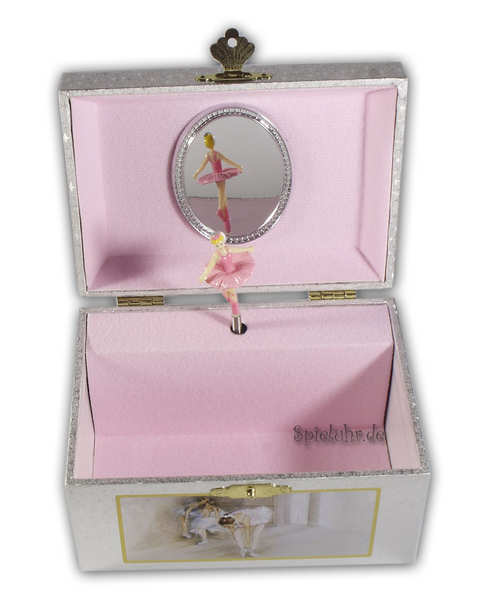 Spieluhren-Ballerina Schmuckdose Metallic