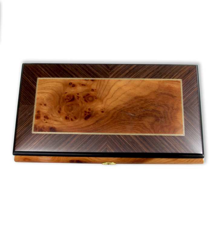 Schmuckschatulle Wurzelholzeinlage Melodie w�hlbar 18 T�ne